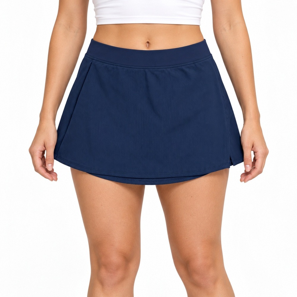 Marika Ribbed Active Skort Womens Medium Navy Blue Excellent Sporty Tennis Skirt